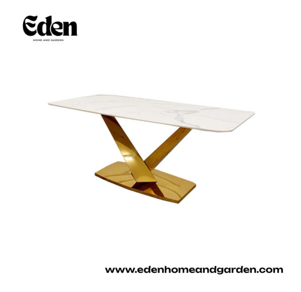 Valeo Gold 1.8 Dining Table with Polar White Sintered Stone Top