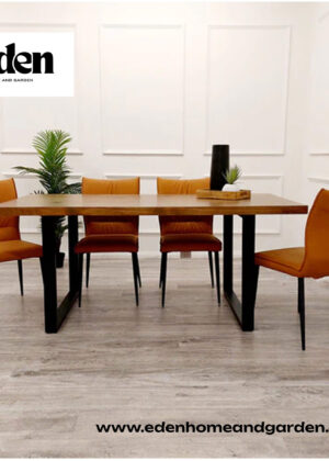 Freya 1.8 Dining Table with 4 Flora Tan Chairs
