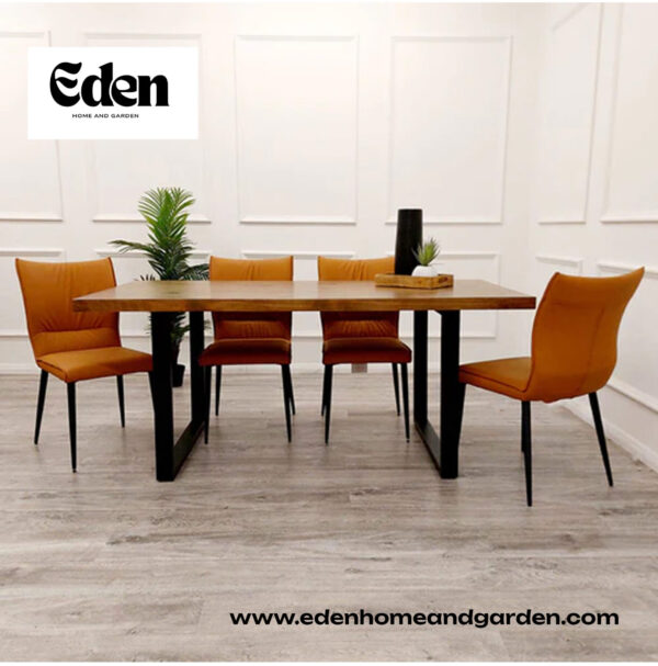 Freya 1.8 Dining Table with 4 Flora Tan Chairs