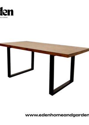 Freya 1.8 Dining Table Solid Dark Pine wood with Matt Black Metal Legs