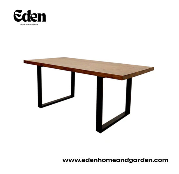 Freya 1.8 Dining Table Solid Dark Pine wood with Matt Black Metal Legs