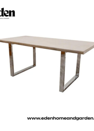 Freya 1.8 Dining Table Solid Light Pine wood with Chrome Metal Legs