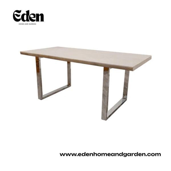 Freya 1.8 Dining Table Solid Light Pine wood with Chrome Metal Legs