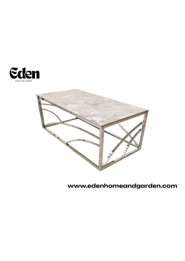 Stella Chrome Coffee Table with Stomach Ash Grey Sintered Top