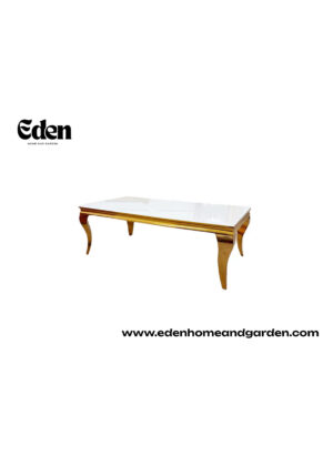 Louis Gold Coffee Table with White Glass Top