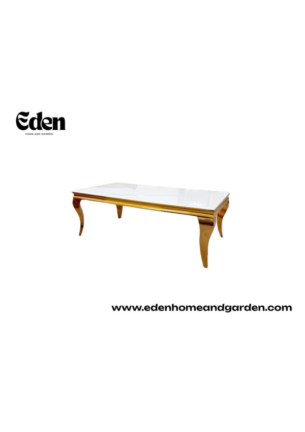 Louis Gold Coffee Table with White Glass Top