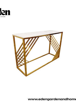 Azure Gold Console Table with Polar White Sintered Top