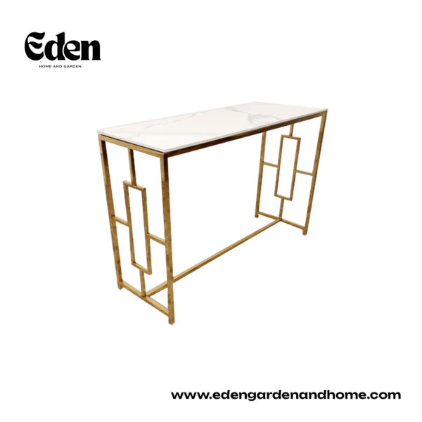 Geo Gold Console Table with Polar White Sintered Top