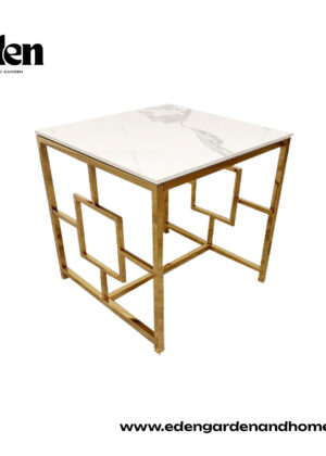 Geo Gold Lamp Table with Polar White Sintered Top