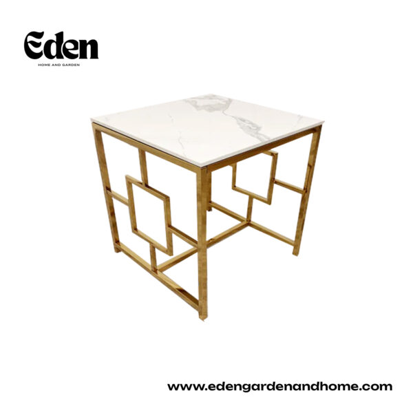 Geo Gold Lamp Table with Polar White Sintered Top