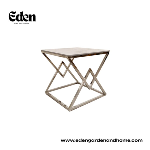 Vesta Chrome Lamp Table with Stomach Ash Sintered Stone Top