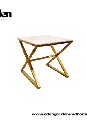 Zion Gold Lamp Table with Polar White Sintered Top