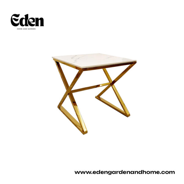 Zion Gold Lamp Table with Polar White Sintered Top