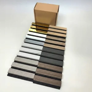 Premium 3-Sided Acoustic Slatted Wall Panels – Sample Box | 8 Colour Swatches