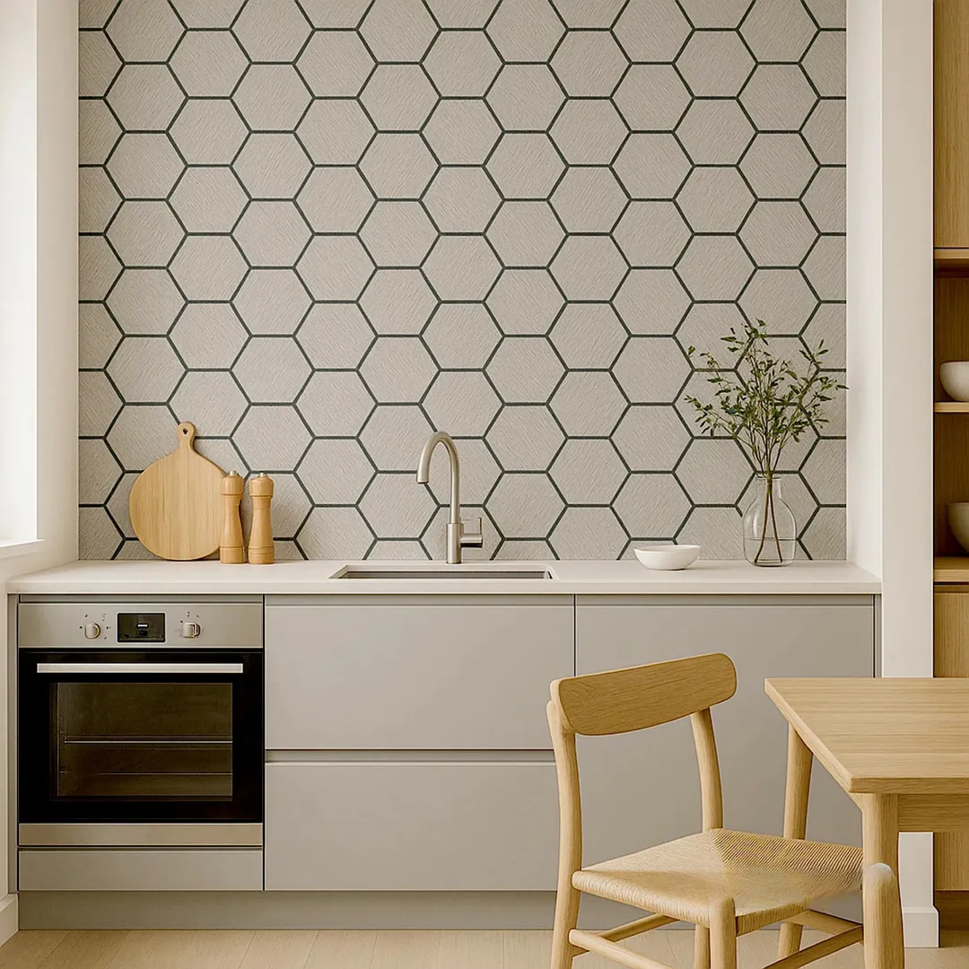 Grey Oak Acoustic Hexagon Wall Panels - 70cm x 60cm (4 Pack) - Image 3