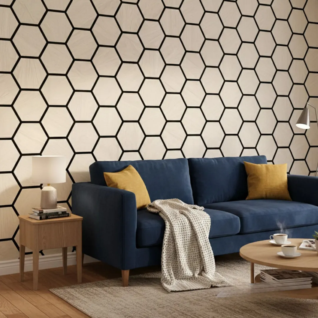 Oak Acoustic Hexagon Wall Panels - 70cm x 60cm (4 Pack) - Image 3