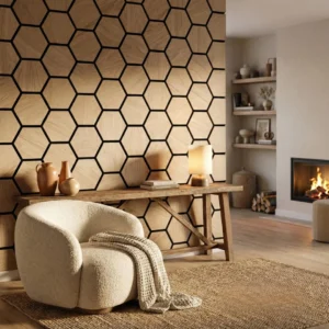Oak Acoustic Hexagon Wall Panels - 70cm x 60cm (4 Pack)