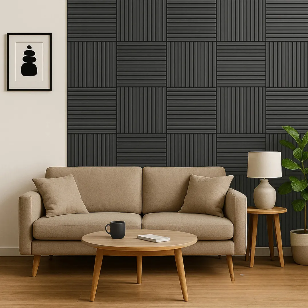 Acoustic Square Wall Panels 60cm x 60cm (4 Pack) - Black Oak - Image 2