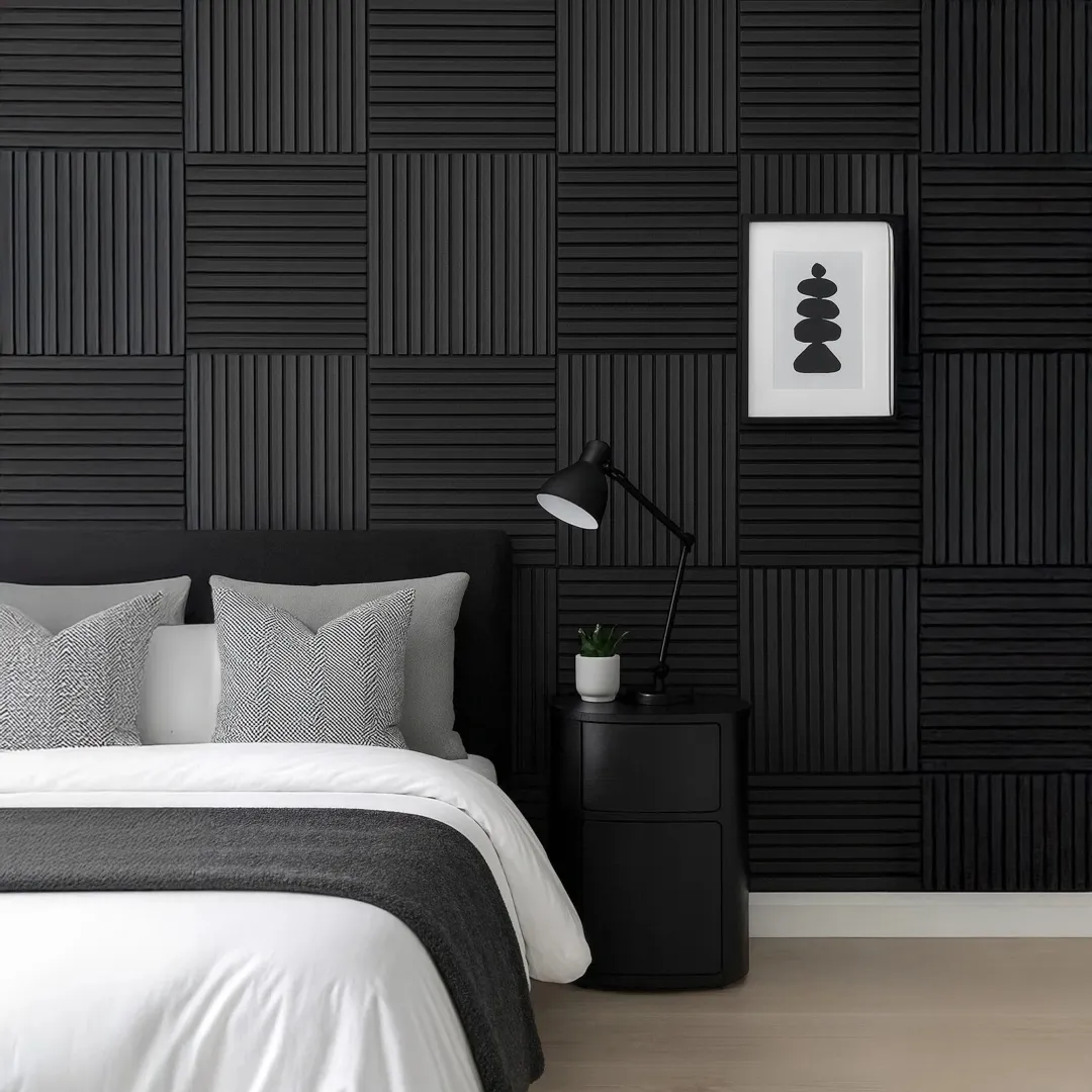 Acoustic Square Wall Panels 60cm x 60cm (4 Pack) - Black Oak
