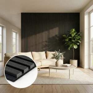 Premium 3-Sided Wood Veneer Black Oak Wall Panels - 240cm x 32cm (Set Of 2)