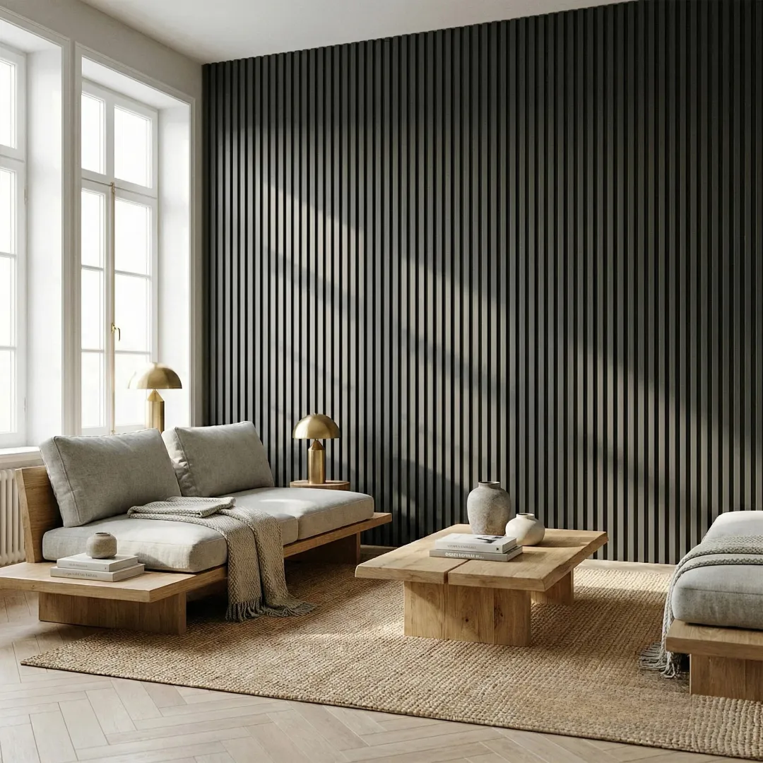 Premium 3-Sided Wood Veneer Black Oak Wall Panels - 240cm x 32cm (Set Of 2) - Image 2