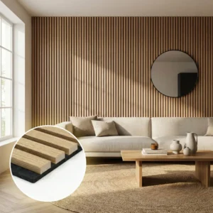 Premium 3-Sided Wood Veneer Oak Wall Panels - 240cm x 32cm (Set Of 2)