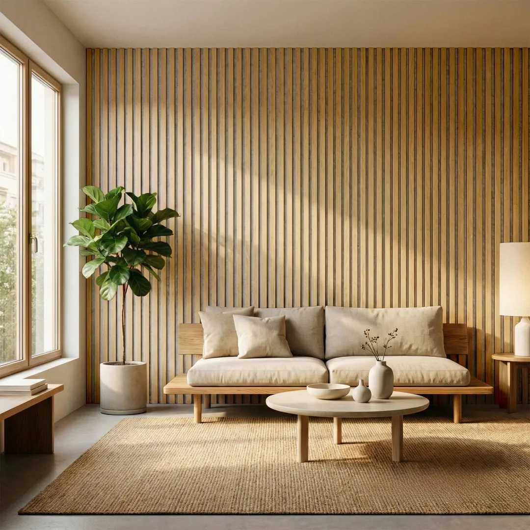 Premium 3-Sided Wood Veneer Oak Wall Panels | Grey Felt Backing - 240cm x 32cm (Set Of 2)