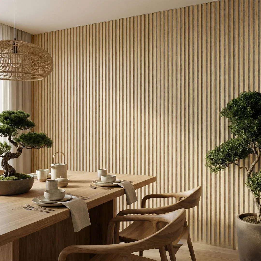 Premium 3-Sided Wood Veneer Oak Wall Panels | Grey Felt Backing - 240cm x 32cm (Set Of 2) - Image 2