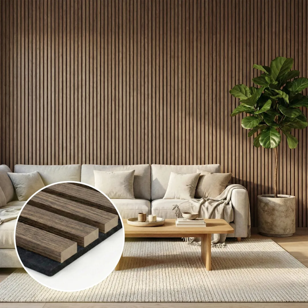 Premium 3-Sided Wood Veneer Smoked Oak Wall Panels - 240cm x 32cm (Set Of 2)