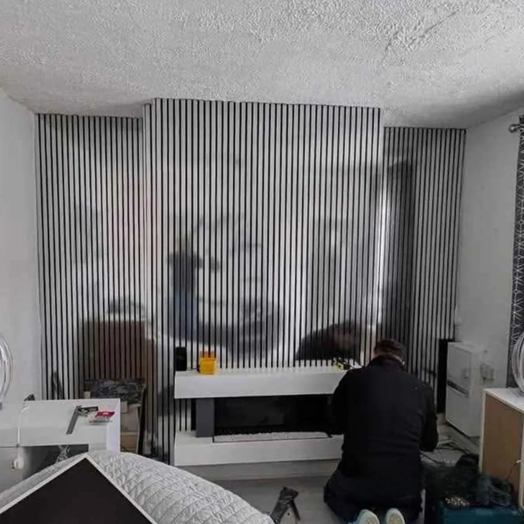 Chrome Colour Acoustic Wood Wall Panels | 3-Sided Wrap Design 240cm x 32cm (Set of 2) - Image 3