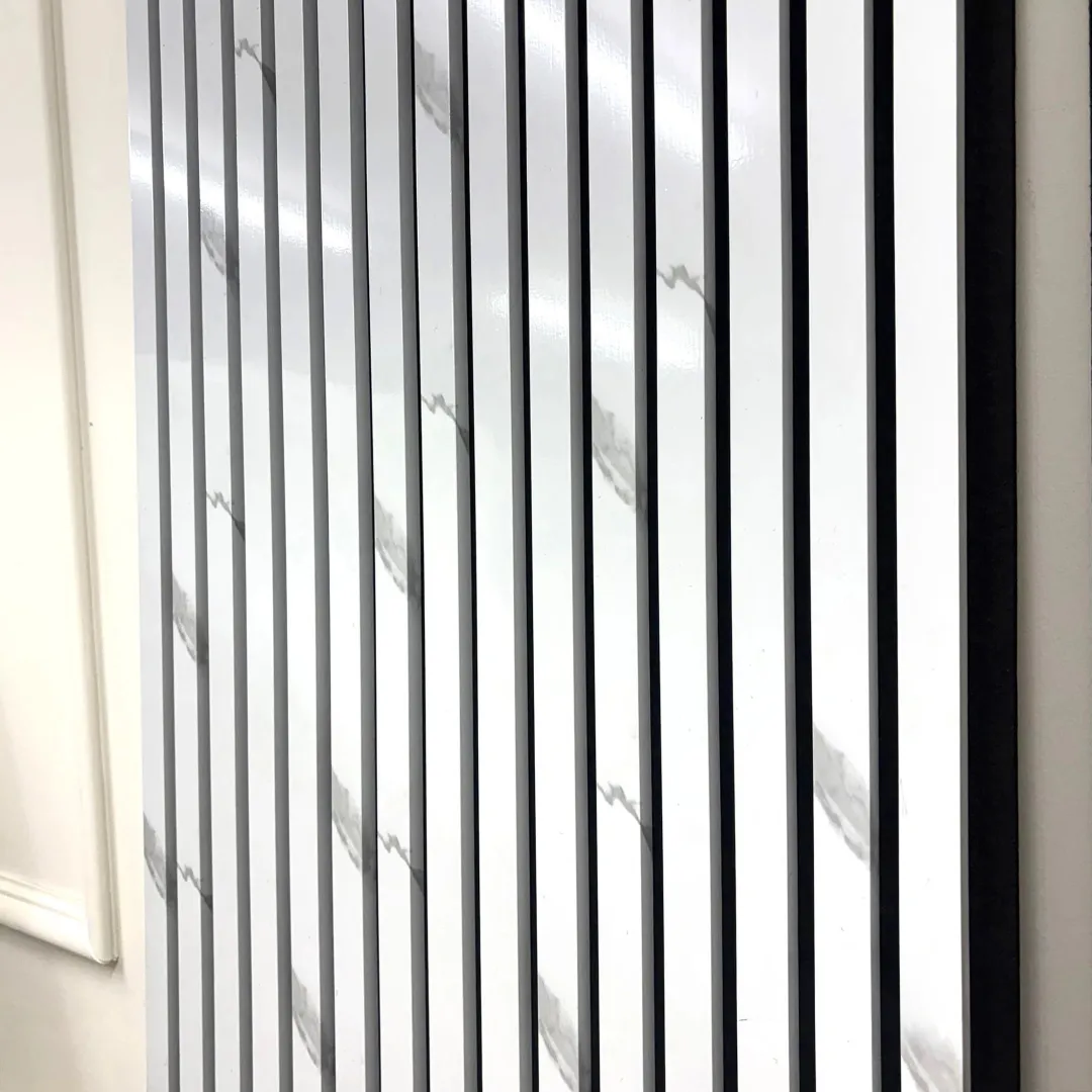 White Marble Colour Acoustic Wood Wall Panels | 3-Sided Wrap 240cm x 32cm (Set of 2) - Image 4