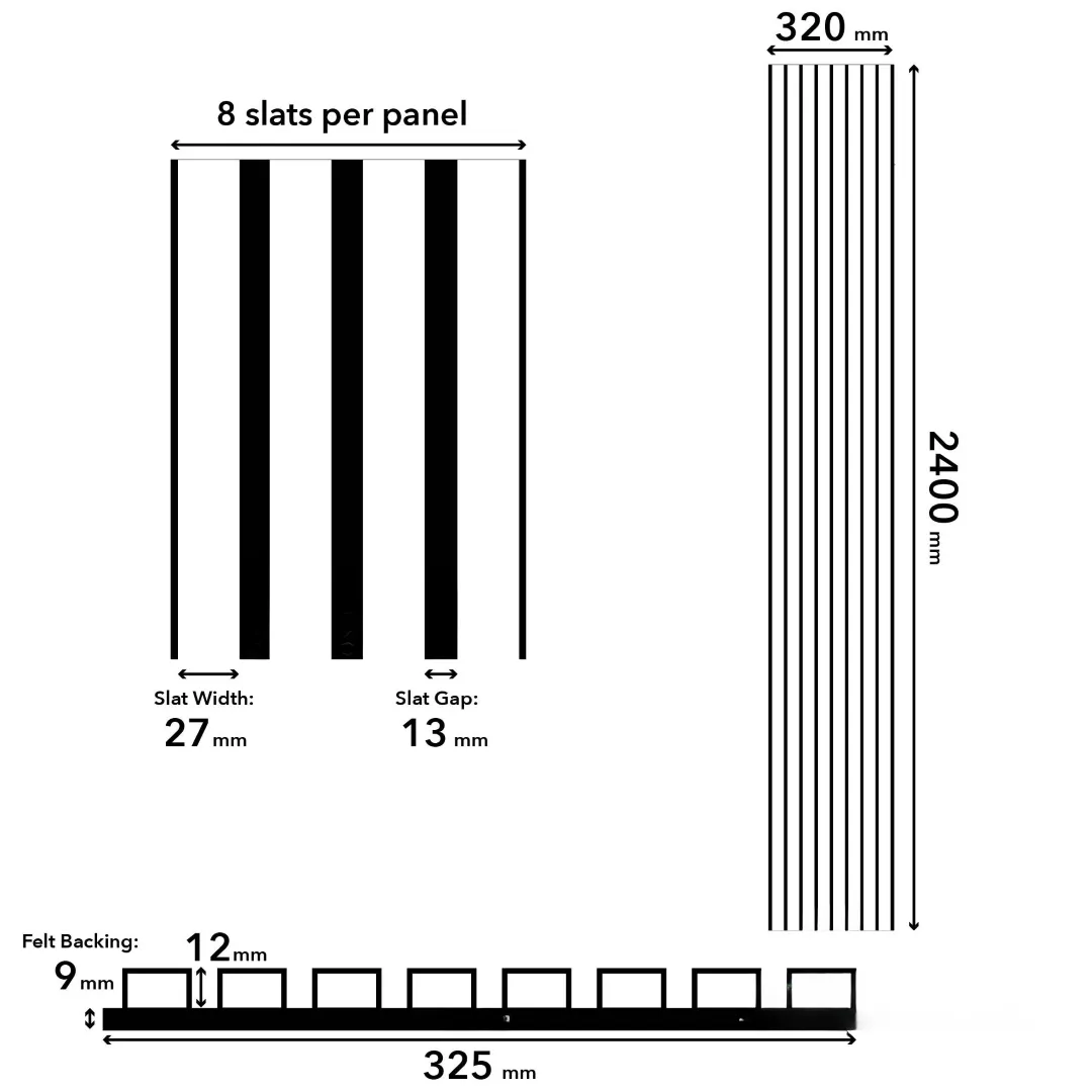 Blue Coloured Acoustic Wood Wall Panel | Grey Felt Backing 240cm x 32cm (Set of 2) - Image 4