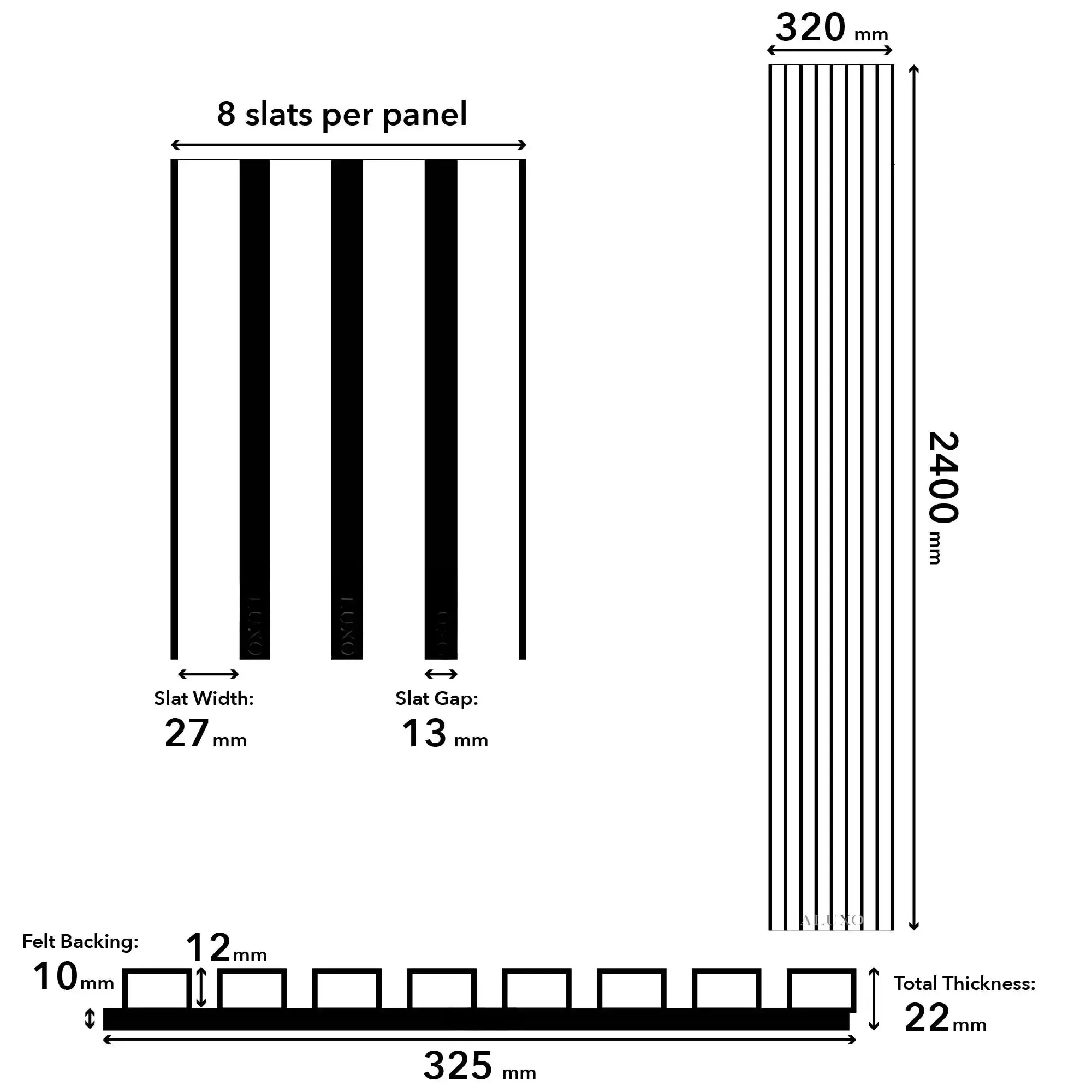 White Marble Colour Acoustic Wood Wall Panels | 3-Sided Wrap 240cm x 32cm (Set of 2) - Image 6