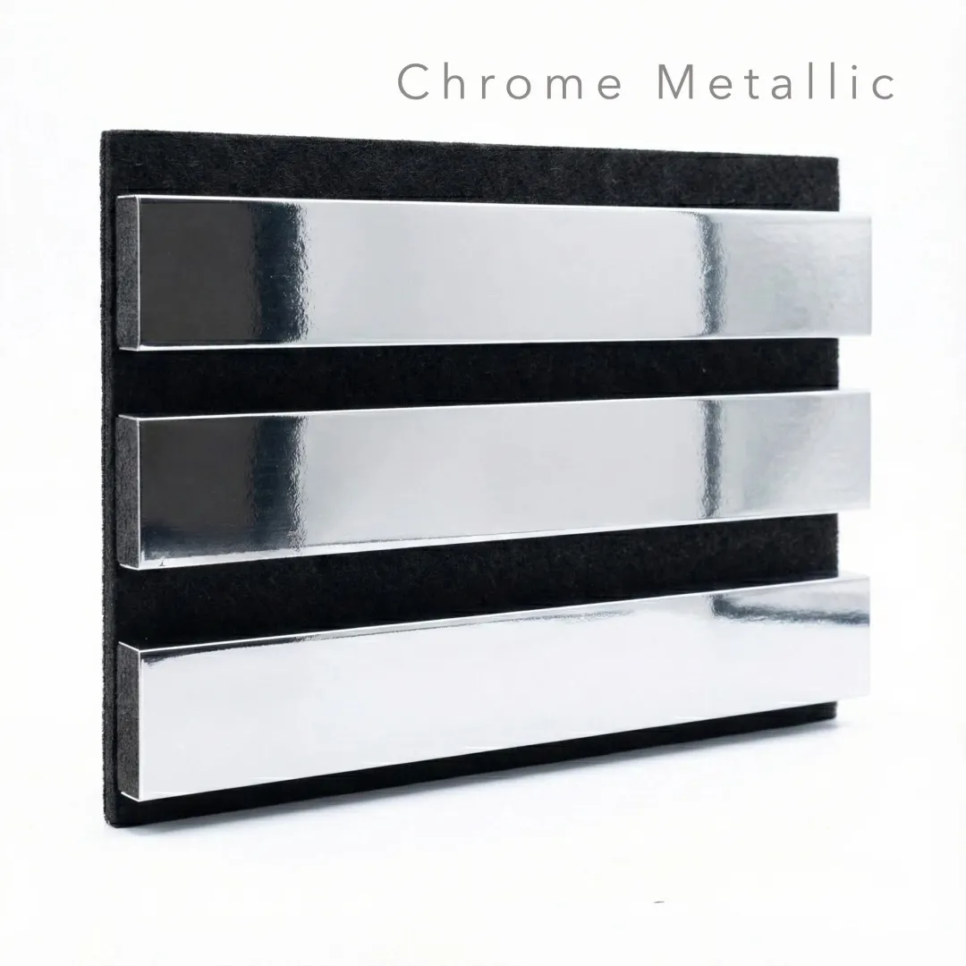 Chrome Colour Acoustic Wood Wall Panels | 3-Sided Wrap Design 240cm x 32cm (Set of 2) - Image 5