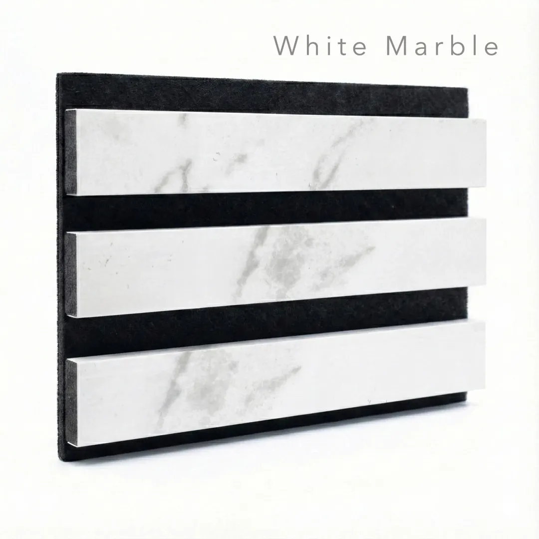 White Marble Colour Acoustic Wood Wall Panels | 3-Sided Wrap 240cm x 32cm (Set of 2) - Image 5