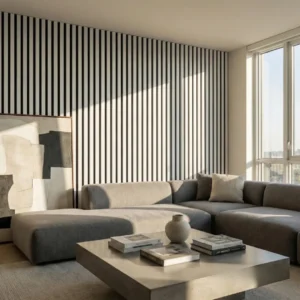 Dove Grey Coloured WIDE SLAT Wall Panel | 3-Sided Wrap Design 240cm x 30cm (Set of 2)