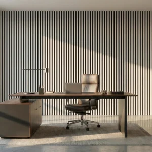 Dove Grey Coloured Acoustic Wood Wall Panel | 3-Sided Wrap Design 240cm x 32cm (Set of 2)