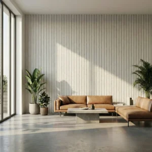 White Coloured Acoustic Wood Wall Panel | White Felt Backing 240cm x 32cm (Set of 2)