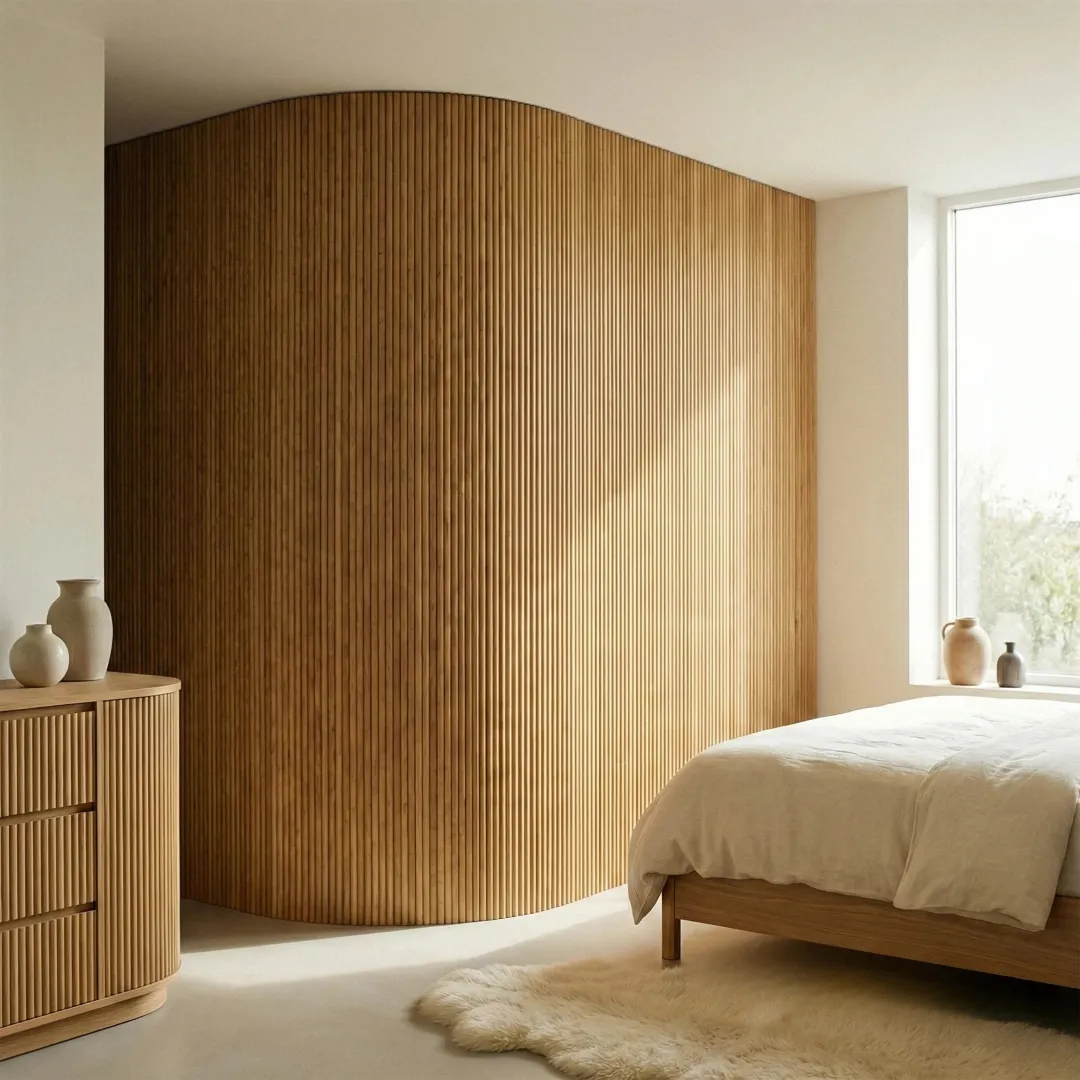 Flex Walnut Reeded Wall Panel | Mini Fluted Wood Slats 240cm x 60cm (Set of 2) - Image 3