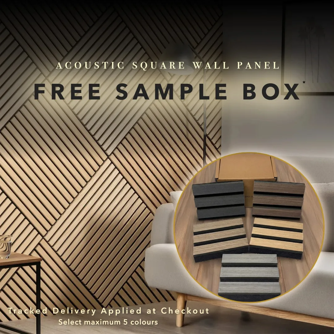FREE SAMPLE - Acoustic Square Slatted Wall Panel | Choose Up to 5 Colours