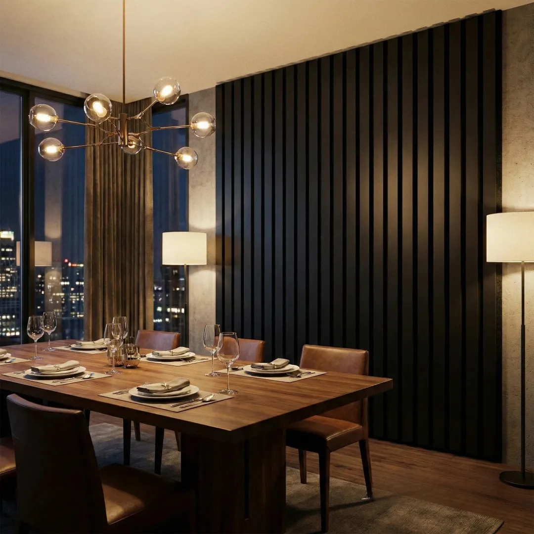 Black Coloured WIDE SLAT Wall Panel | 3-Sided Wrap Design 240cm x 30cm (Set of 2) - Image 2