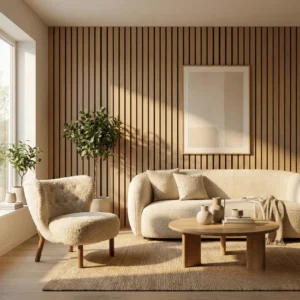 Premium 3-Sided Wood Veneer Oak WIDE SLAT Wall Panels - 240cm x 30cm (Set Of 2)