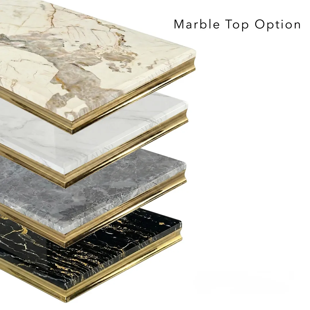 Lorens Gold 180cm Marble Dining Table with 4-Leg Base – White | Light Grey | Cream | Black&Gold - Image 10