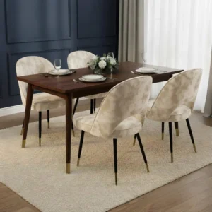 Bjorn Champagne Velvet Dining Chairs | Scandinavian Modern with Gold Tip Legs
