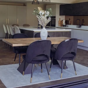 Bjorn Black Velvet Dining Chairs | Scandinavian Modern with Gold Tip Legs