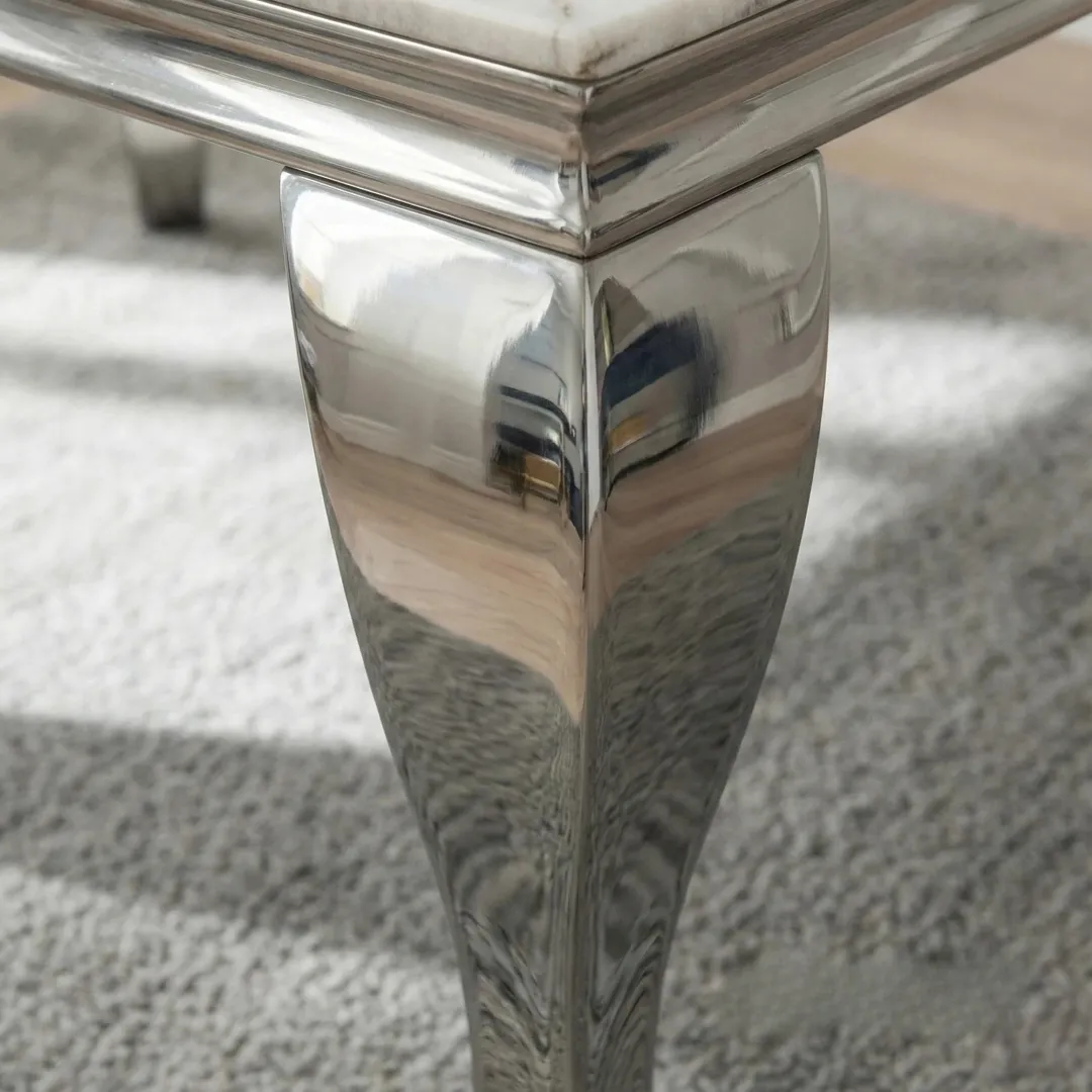 Lorens 200cm Marble Dining Table with Chrome 4-Leg Base – Cream | White | Black&Gold - Image 3