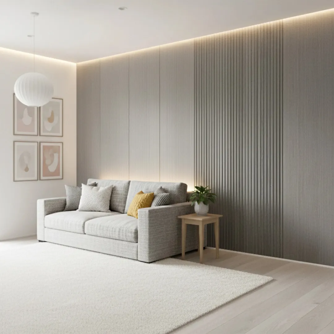 WPC Full Wall Set: 3D Wave & Flat Panels + 4 End Trims - Ash Grey - Image 2