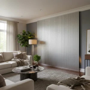 WPC 3D SLAT Wall Panels 235×15.2cm (SET of 14) – Silver Chrome