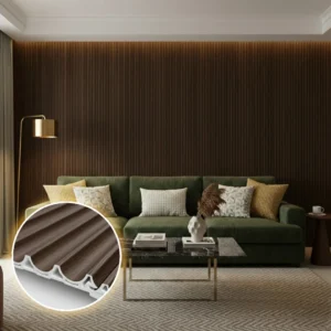 WPC 3D WAVE Decorative Wall Panels 235×15.9cm (SET of 10) - Walnut (Dark Oak)