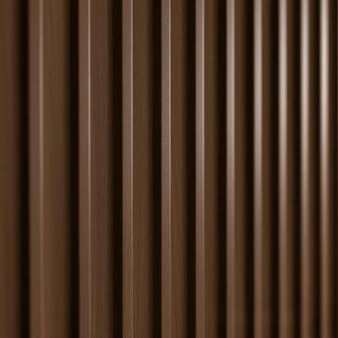 WPC Full Wall Set: 3D Wave & Flat Panels + 4 End Trims - Walnut (Dark Oak) - Image 3